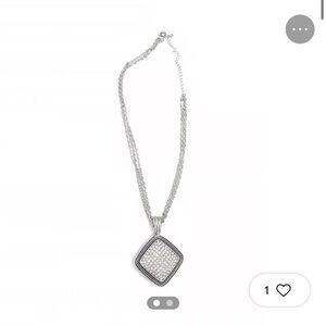 Premier Designs Reversible “All that Glitters” Silver Pendant Necklace
